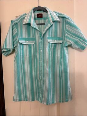 Vintage Arnie Arnold Palmer 100% Cotton Striped Camp Shirt M
